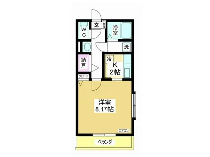 エトワール狭山(1K/1階)の間取り写真