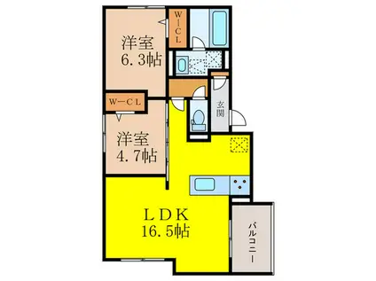 D-RESIDENCE南茨木(2LDK/3階)の間取り写真