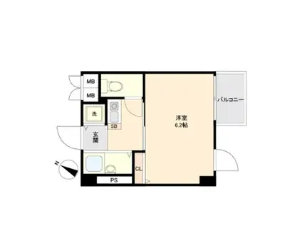 アイディ西小山(1K/2階)の間取り写真