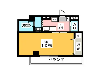 テックハウジング3(1K/4階)の間取り写真