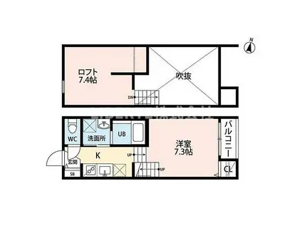 VERITESPACE井尻(ワンルーム/1階)の間取り写真