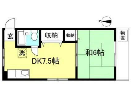 メゾン東(1DK/1階)の間取り写真