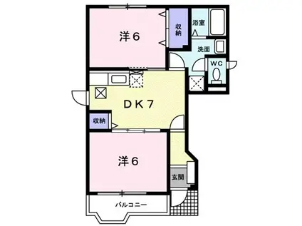 ブロッサム 西河原(2DK/1階)の間取り写真