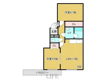 アレックス(2LDK/1階)の間取り写真