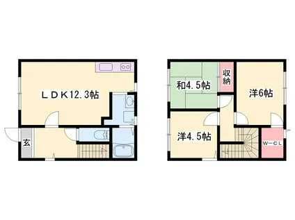 メゾネット土山C(3LDK/2階)の間取り写真