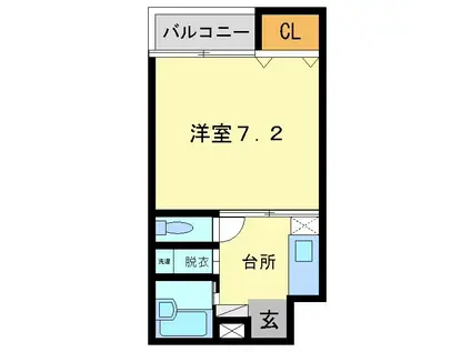 LIVERARE 福大前I(1K/2階)の間取り写真