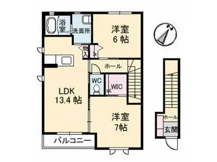 ブランドールTS C(2LDK/2階)の間取り写真