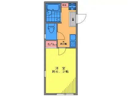 ヴェクセル馬込(1K/3階)の間取り写真
