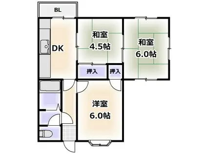 レジデンス桜井(3DK/4階)の間取り写真