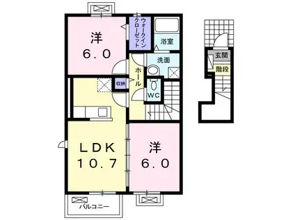 プリマヴェーラ II(2LDK/2階)の間取り写真