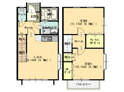 パーフェクトハウス大沼田 B(2LDK/1階)の間取り写真