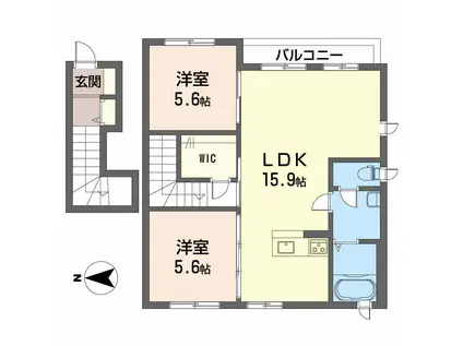 メゾンソレイユ(2LDK/2階)の間取り写真