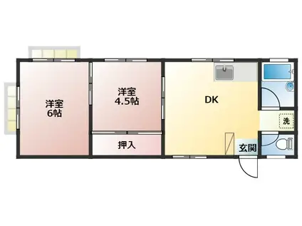 ヴィラパークサイド(2DK/1階)の間取り写真