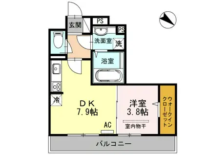 メゾンエトワール神戸中道通(1DK/3階)の間取り写真