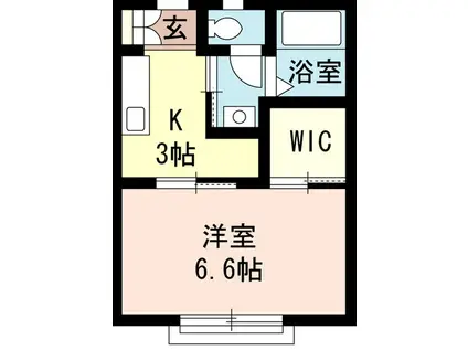 ジュネス・芝(1K/2階)の間取り写真