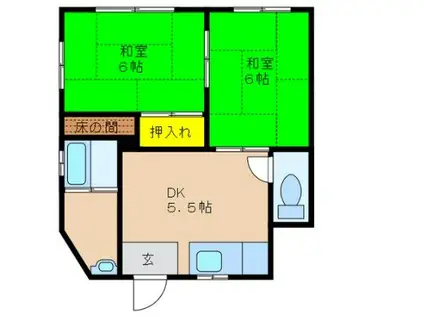 篠田コーポ(2DK/1階)の間取り写真