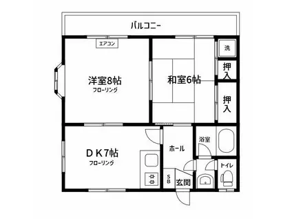 セゾンあざみ野(2DK/1階)の間取り写真