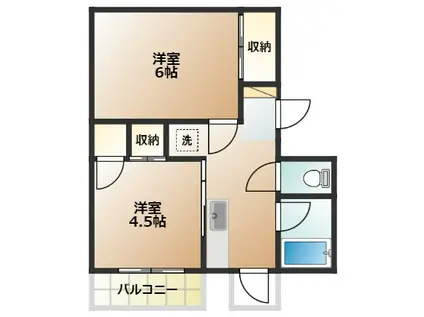 第2岩市荘(2K/3階)の間取り写真