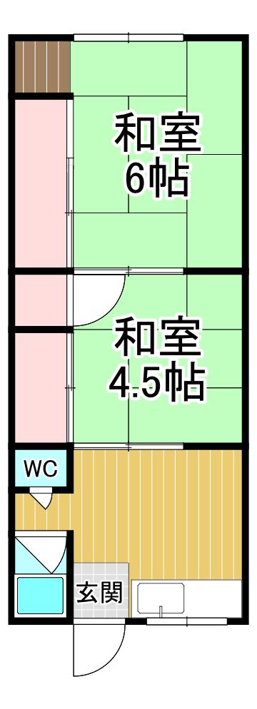 木本アパート(2DK/2階)の間取り写真