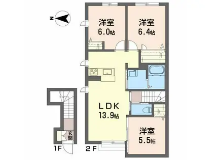 シャーメゾン 香(3LDK/2階)の間取り写真