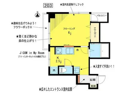 ハイムアトレイユ(1K/2階)の間取り写真