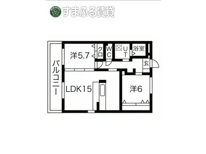 リバーサイドヴィレッジ(2LDK/1階)の間取り写真