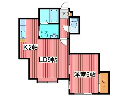 ヴィサージュ橘(1LDK/2階)の間取り写真