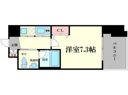 イノセント堂山(1K/3階)の間取り写真