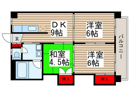サンハイツ川甚(3DK/4階)の間取り写真