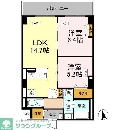 カスタリア西船橋II(2LDK/3階)の間取り写真