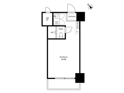 茅場町スカイハイツ(ワンルーム/8階)の間取り写真
