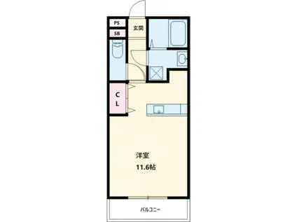 LAPIS1(ワンルーム/2階)の間取り写真