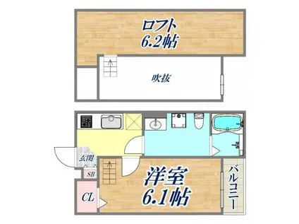 SKY GRACA 御蔵通(1K/1階)の間取り写真