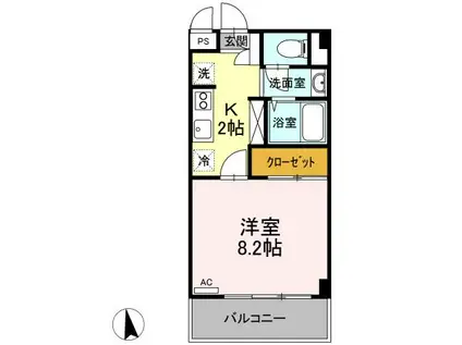 マンションけやき(1K/3階)の間取り写真