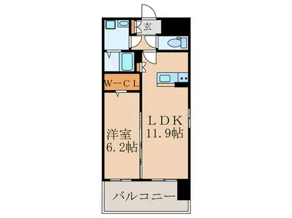 ソレアード苅田II(1LDK/5階)の間取り写真