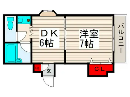 氏家ビル(1DK/4階)の間取り写真