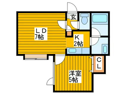 アルカディア壱番館(1LDK/2階)の間取り写真