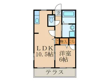 ラ・プランタン(1LDK/2階)の間取り写真