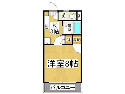 ビックソルトヒルB(1K/3階)の間取り写真