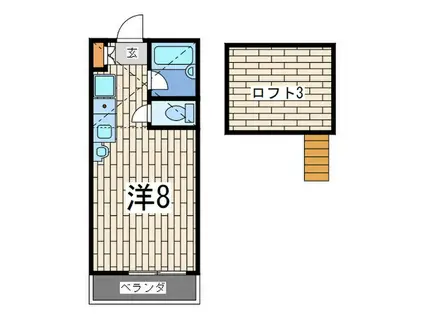 シダーハウス(ワンルーム/2階)の間取り写真