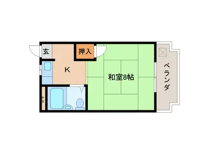 ハイツあさじ野(1K/1階)の間取り写真