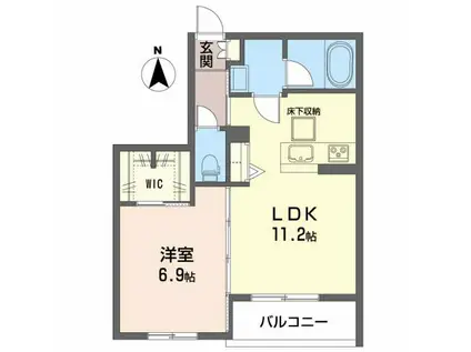 クレール富沢西B(1LDK/1階)の間取り写真