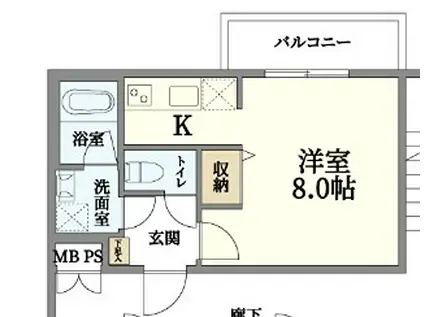AILE宝塚III(1K/2階)の間取り写真