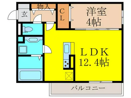 ディアコート住吉本町(1LDK/3階)の間取り写真
