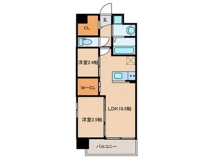 ERFOLG HAKATA(2LDK/6階)の間取り写真