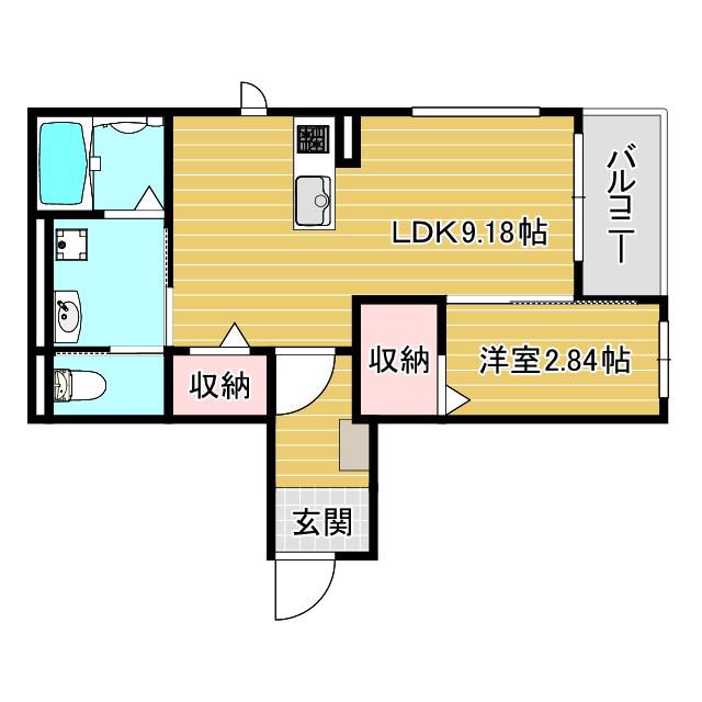 オーパス北在家(1LDK/2階)の間取り写真