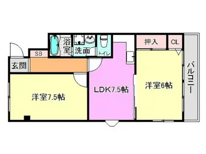 明光ハイツ(2DK/3階)の間取り写真