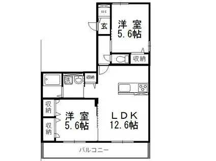 アマーヴィレ(2LDK/1階)の間取り写真