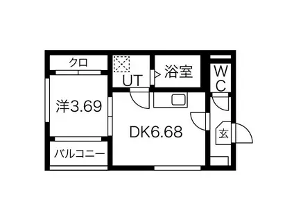 ハーモニーテラス市場木町IV(1DK/2階)の間取り写真
