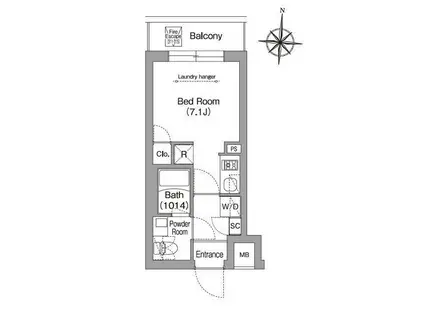 コンフォリア・リヴ南品川(ワンルーム/1階)の間取り写真